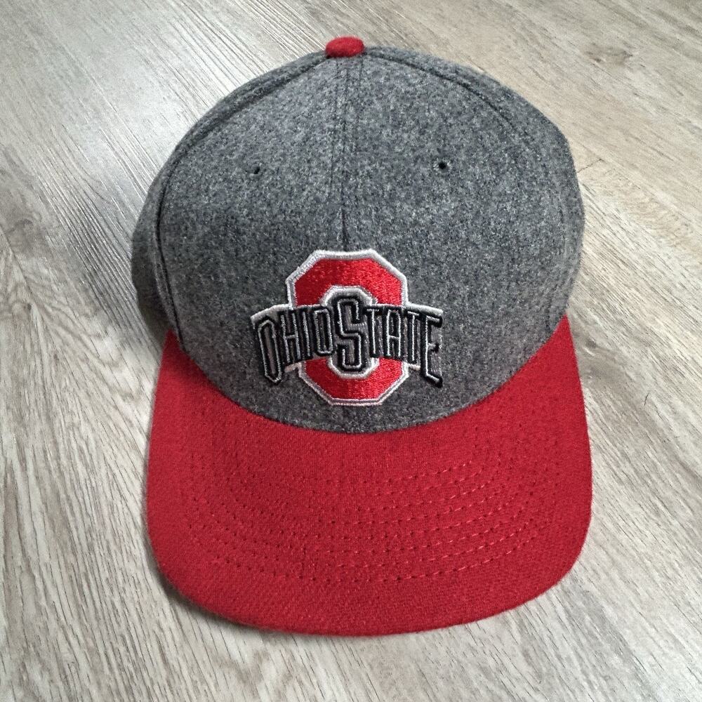 Vintage‎ Ohio State Buckeyes Snapback Hat Gray Red Wool Made in USA Cap